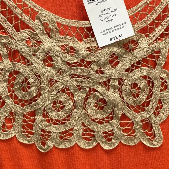 NWT Soma Dress Soutache Sleeveless Jersey Orange - Picture 4 of 10